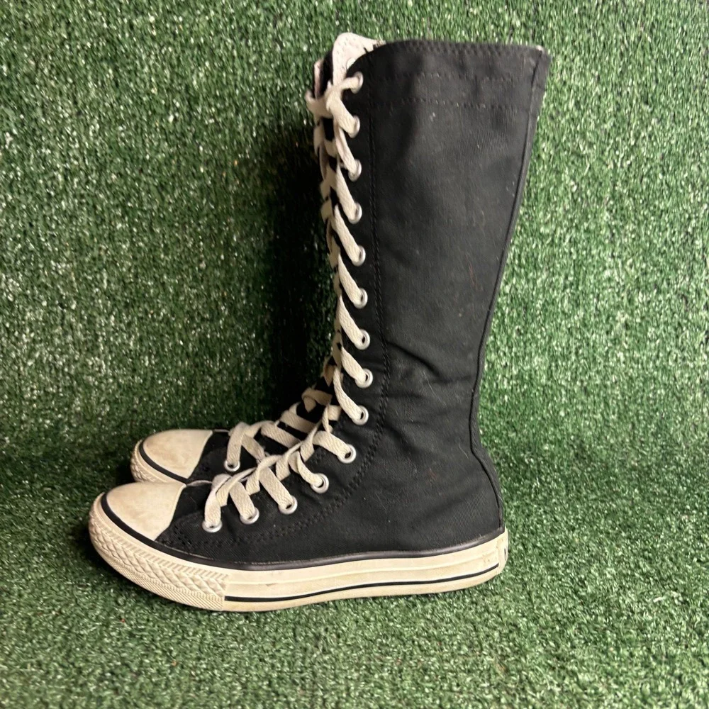 Converse Chuck Taylor XX-Hi Knee High Zip Canvas Emo Goth Sneaker Black Junior 1
